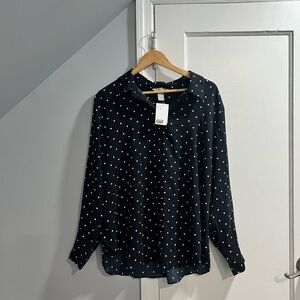 H&M Black Polka Dot Button Down Shirt